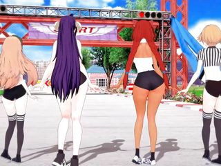 4 Cute Girls In Sexy Panties - Ass Shaking Dance (3D HENTAI)