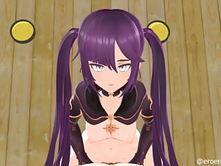 Mona Cowgirl Genshin Impact - eroMMDman - Purple Hair Color Edit Smixix