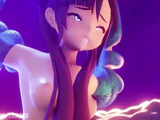 Hentai GENSHIN IMPACT Mona Anal Pussy Mouth ALL HOLES TOGETHER by Magic Tentacles DP