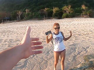 Big ass Thai amateur girlfriend horny sex after being on a beach