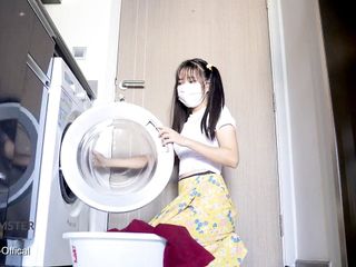 Myanmar Tiny Maid stuck Washing Machine and then Bang her Ass Behind