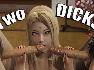 3D Hentai Two DICKS Tsunade sucks