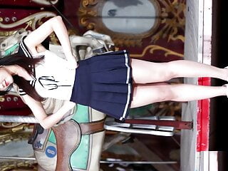 Asian girl cosplay – Japanese school uniform and white high heels