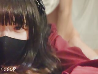 Japanese goth Girl Noa point of view shot & selfie Cumshot