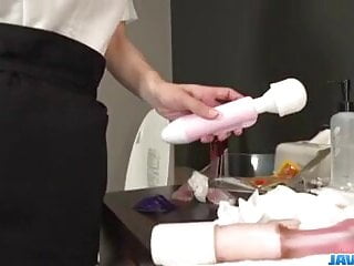 Yui Satonaka enjoys vibrator over her pussy and ass 