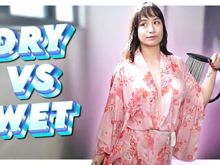 4K See Through Kimono Soaked. Dry vs Wet with Elixir Elf