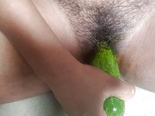 Whole CUCUMBER in My DARK pussy . Taking A Huge Cucumber in my pussy .  Fucking with cucumber . Painful sex video.