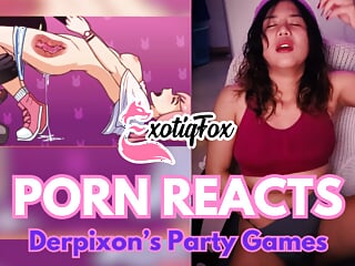 DERPIXON PARTY GAMES HENTAI REVIEW REACTION RATING - ExotiqFox Solo Gooner Girl Masturbation