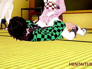 Kimetsu No Yaiba Hentai - Tanjiro x Nezuko Inosuke x Shinonu